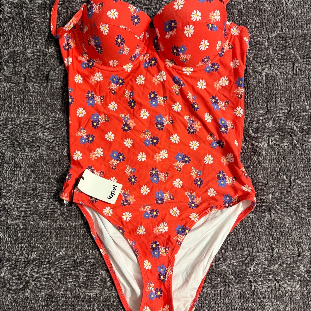 Red Floral Women's One Piece Swimsuit
